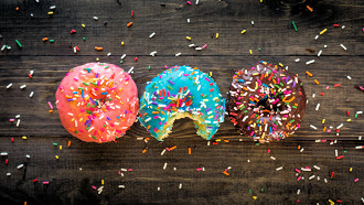 colorful donuts with sprinkles
