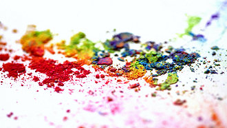 paint powder in bright colors like lime green, blue and red